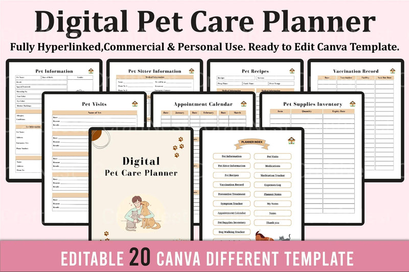 Pet Care Planner: Organize Your Pet's Health and Routine - CraftNest - Digital Crafting and Art
