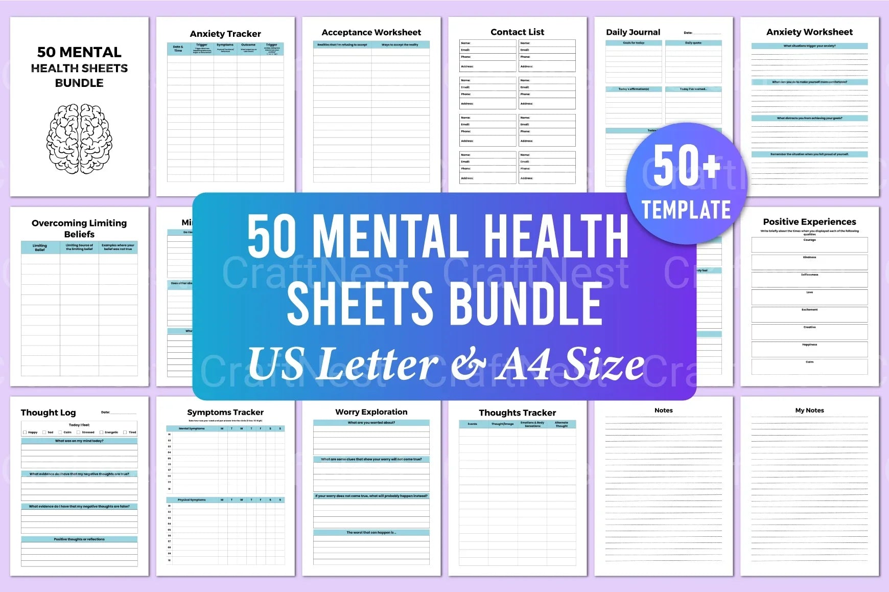 Mental Health Worksheets for Improved Well-being - CraftNest - Digital Crafting and Art