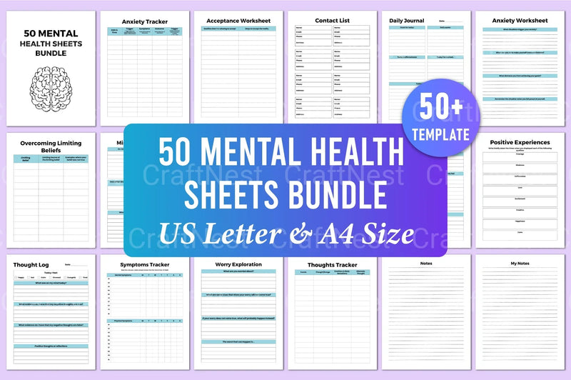 Mental Health Worksheets for Improved Well-being - CraftNest - Digital Crafting and Art