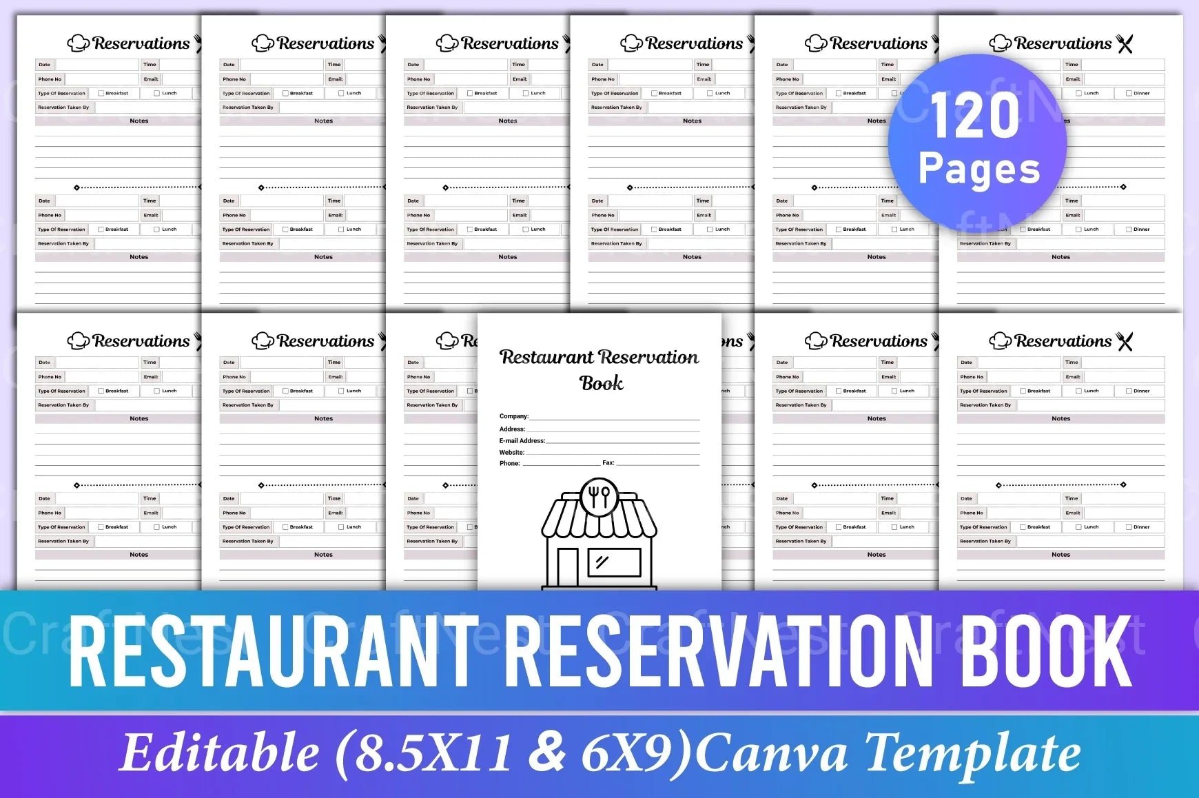 Restaurant Reservation Book Template - CraftNest - Digital Crafting and Art