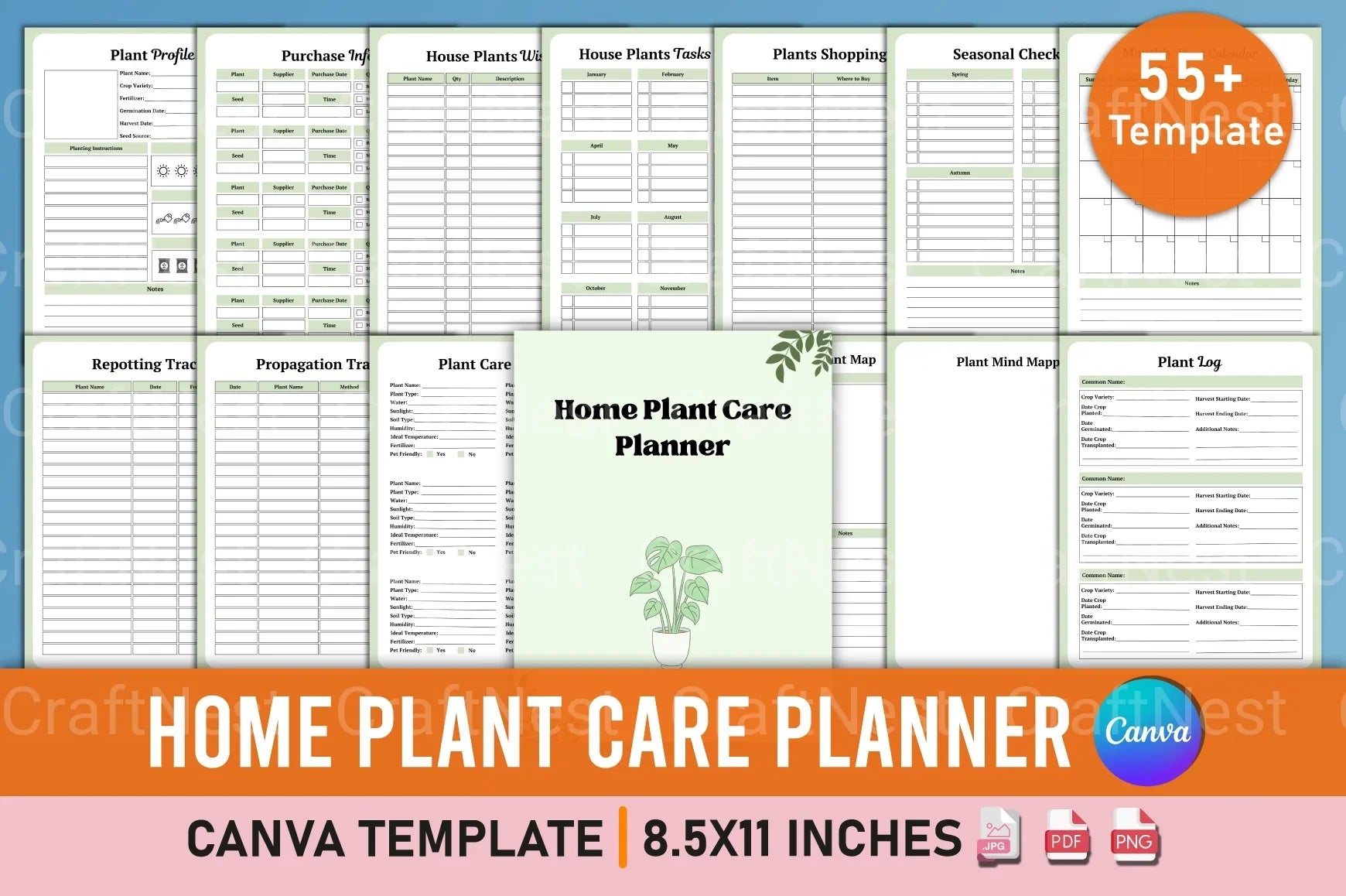 Home Plant Care Planner Template - CraftNest - Digital Crafting and Art