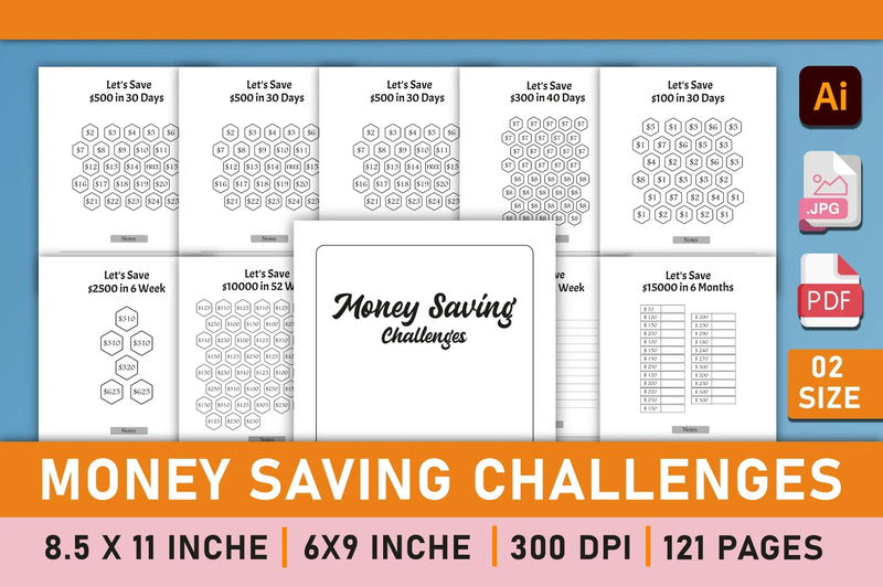 Money Saving Challenges Planner Bundle - CraftNest - Digital Crafting and Art