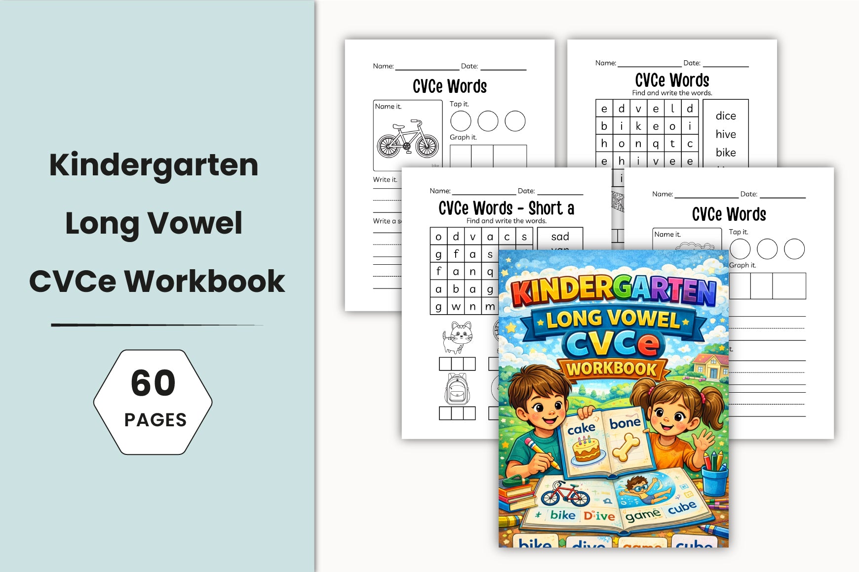 Kindergarten Long Vowel CVCe Workbook