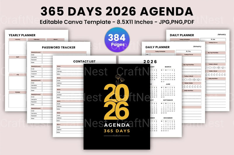 Daily Agenda Planner - CraftNest - Digital Crafting and Art