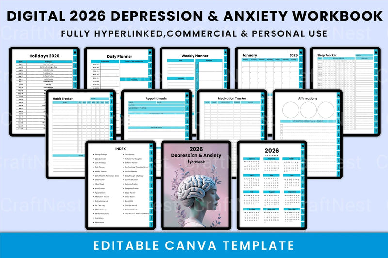 Anxiety and Depression Workbook - CraftNest - Digital Crafting and Art