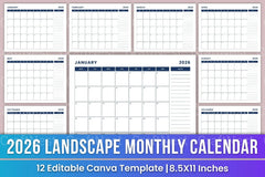 Landscape Monthly Calendar 2024 - CraftNest - Digital Crafting and Art