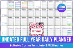 Undated Yearly Daily Planner - CraftNest - Digital Crafting and Art