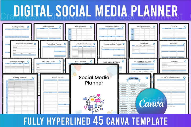 Social Media Planner Template - CraftNest - Digital Crafting and Art