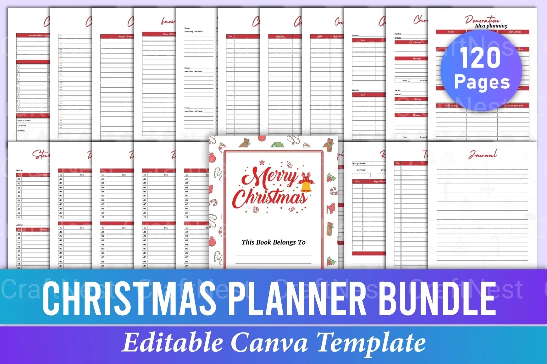 Christmas Planner Canva Interior Design - CraftNest - Digital Crafting and Art