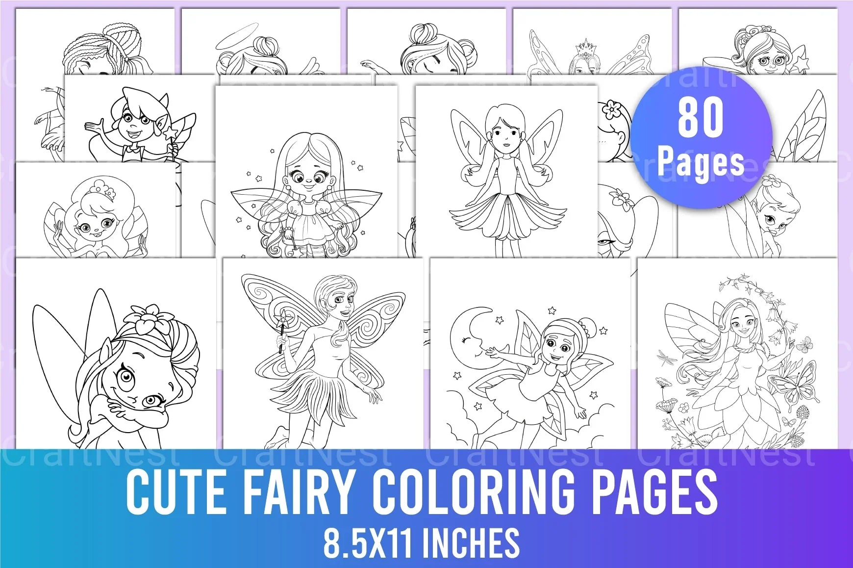 Cute Fairy Coloring Page - CraftNest - Digital Crafting and Art