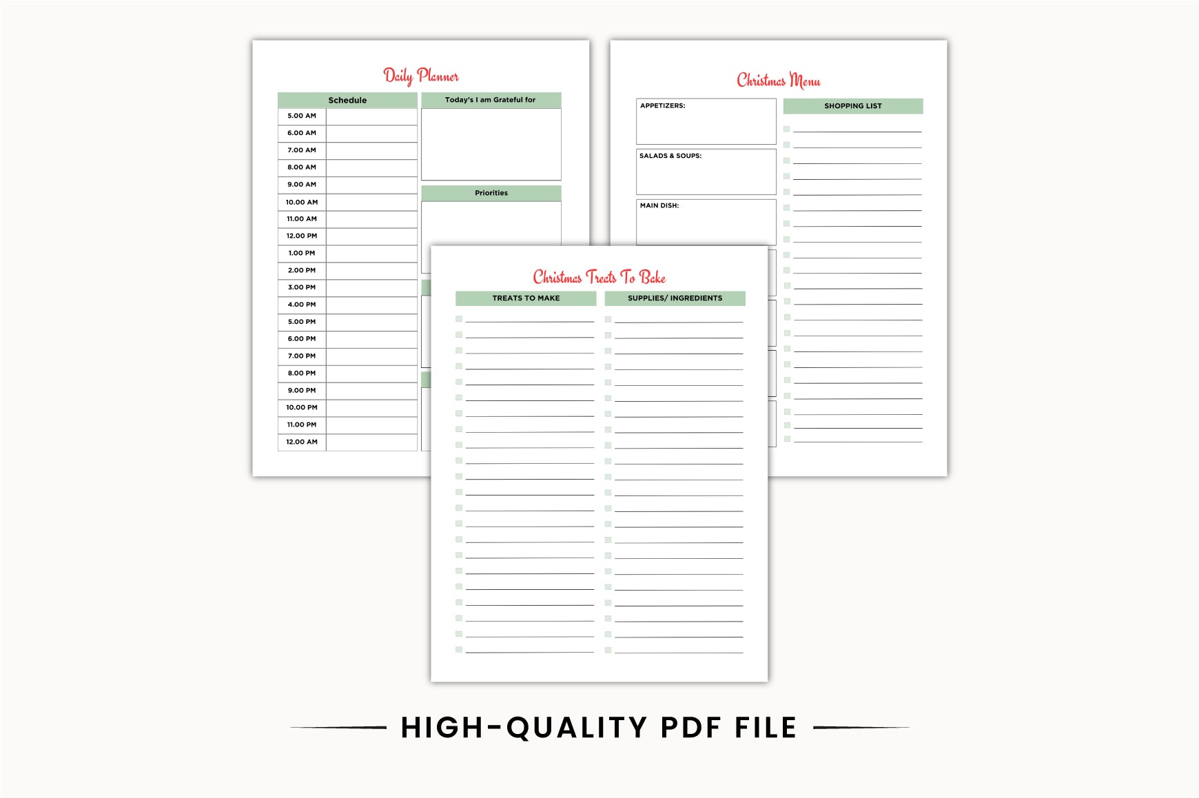 Christmas Holiday Meal Planner