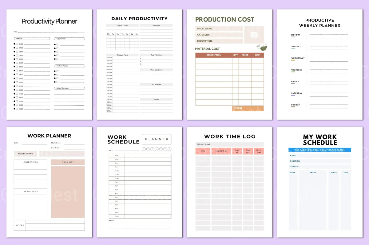 Work Activity Planner Productivity Work Planner