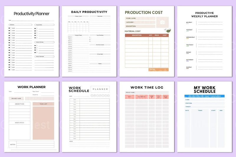 Productivity Work Planner - CraftNest - Digital Crafting and Art