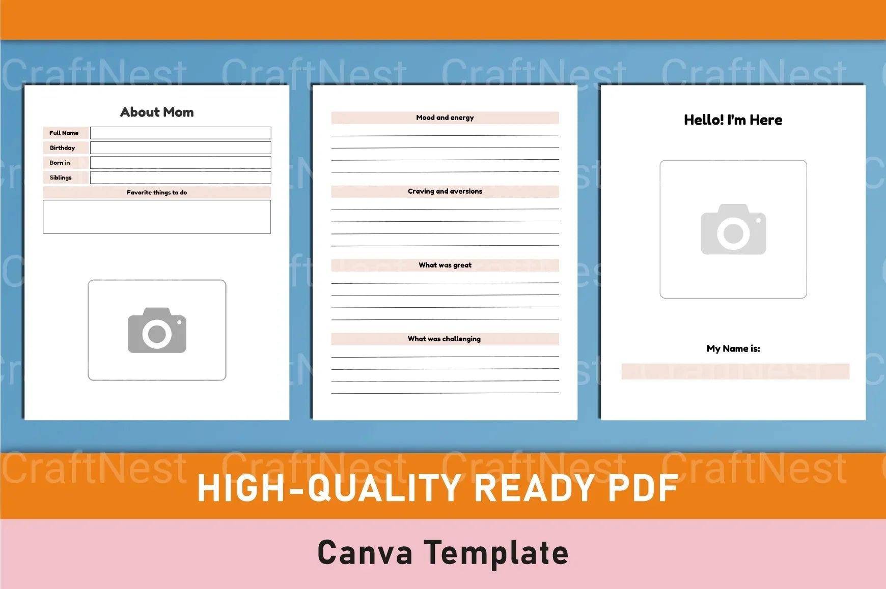 Baby Memory Book Template - Canva Design - CraftNest - Digital Crafting and Art