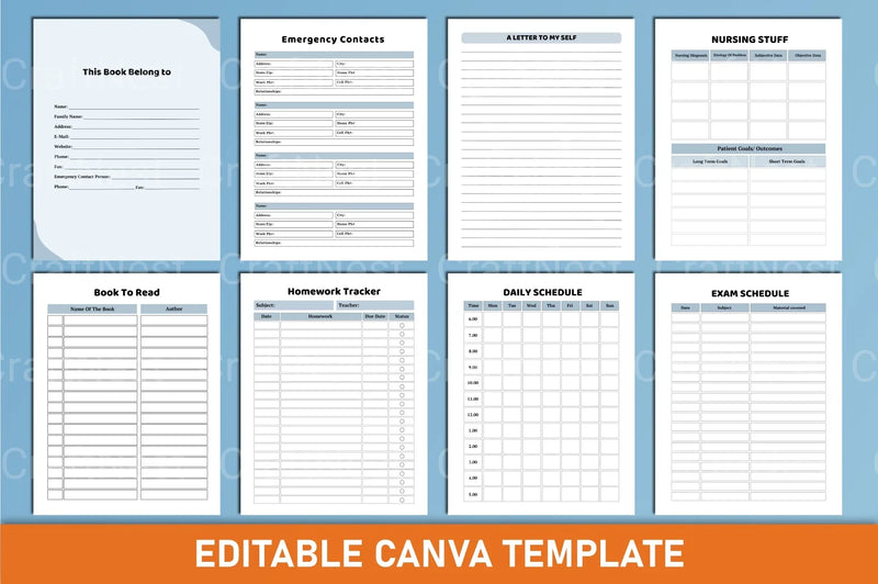Nursing Student Planner Canva Template - CraftNest - Digital Crafting and Art