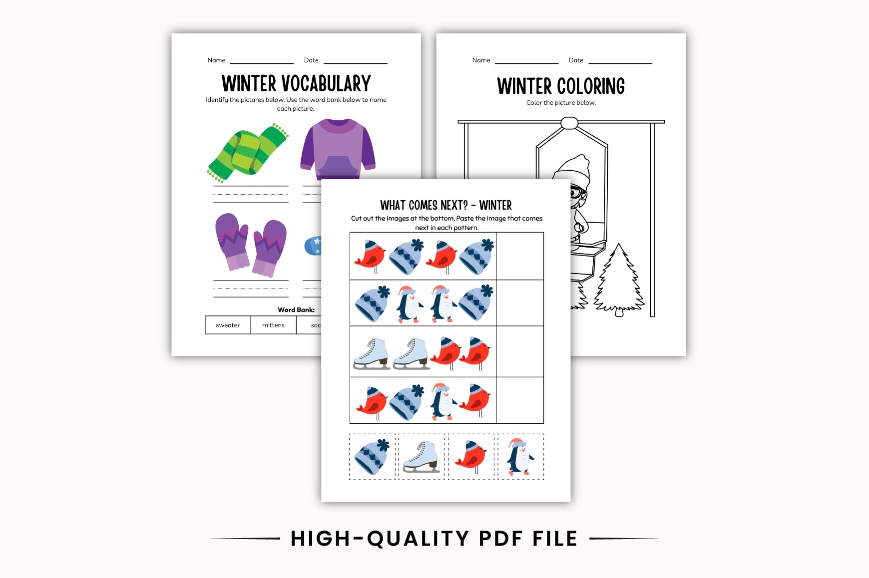 Kindergarten Winter Math Activity Workbook