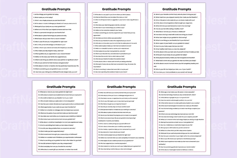 350 Gratitude Prompts for Daily Reflection - CraftNest - Digital Crafting and Art