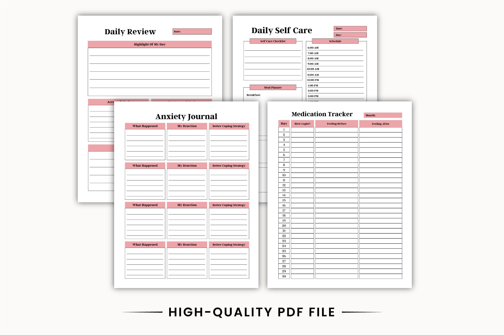 Self Care Mental Wellness Planner