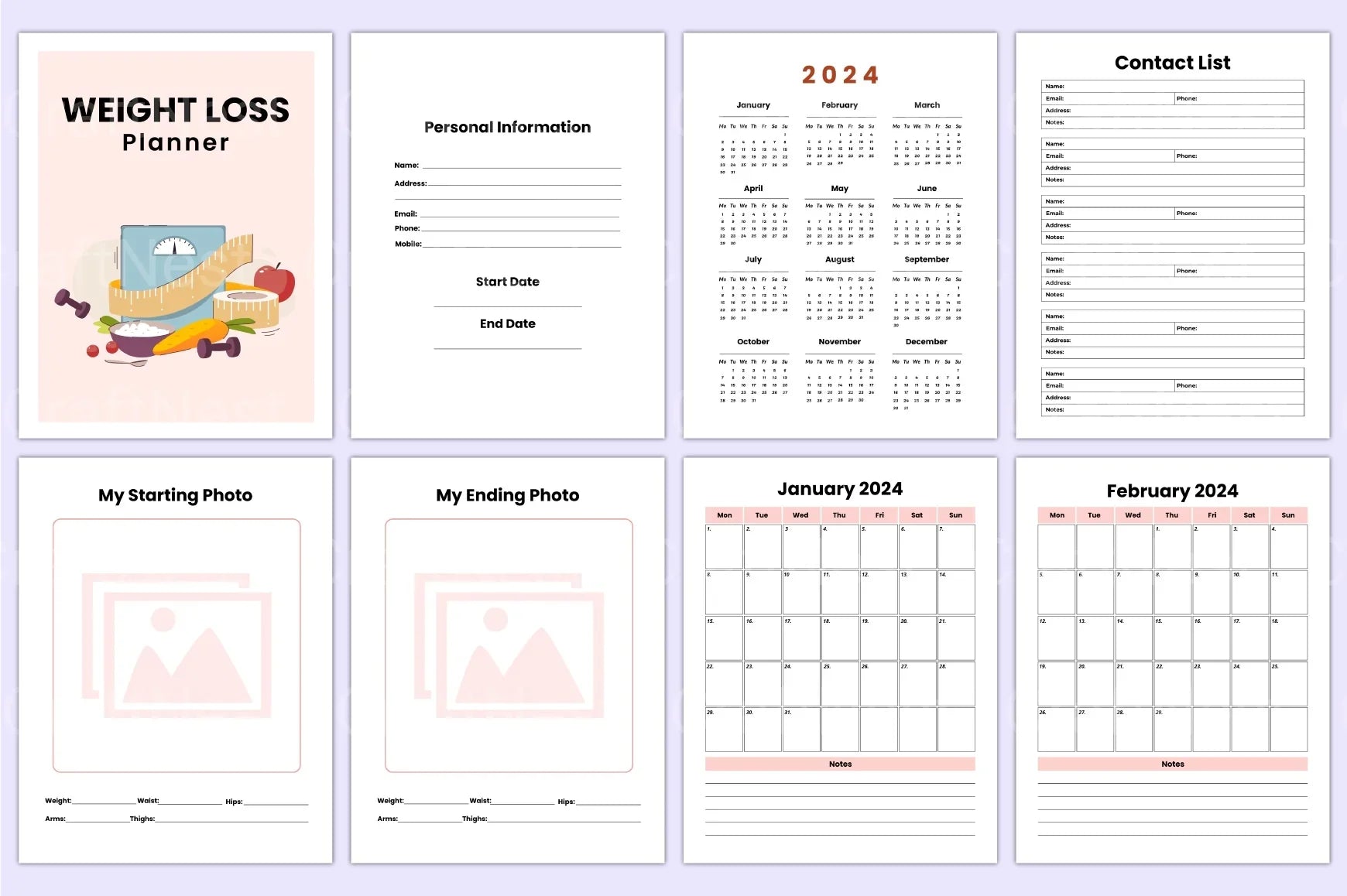 Weight Loss Planner for Effective Results - CraftNest - Digital Crafting and Art