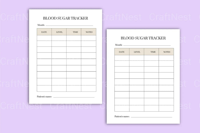Blood Sugar Tracker Template Canva - CraftNest - Digital Crafting and Art