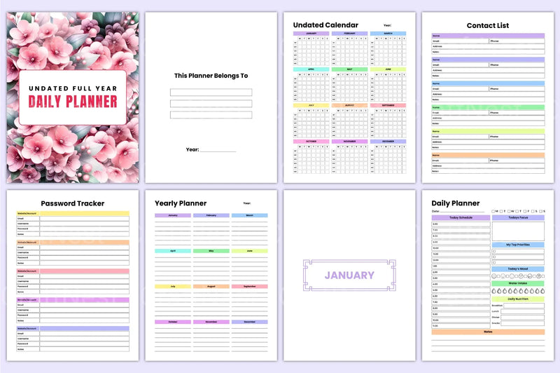 Undated Yearly Daily Planner - CraftNest - Digital Crafting and Art