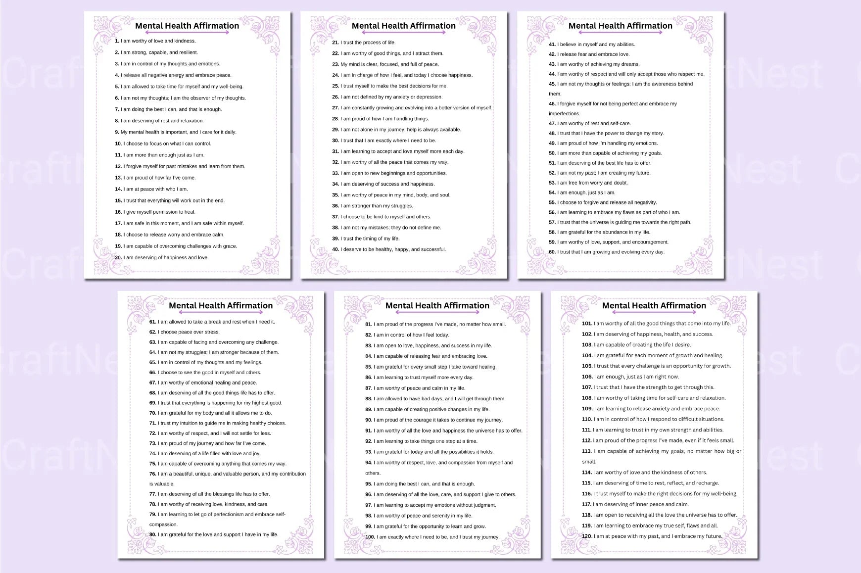 Mental Health Affirmation for Wellbeing - CraftNest - Digital Crafting and Art