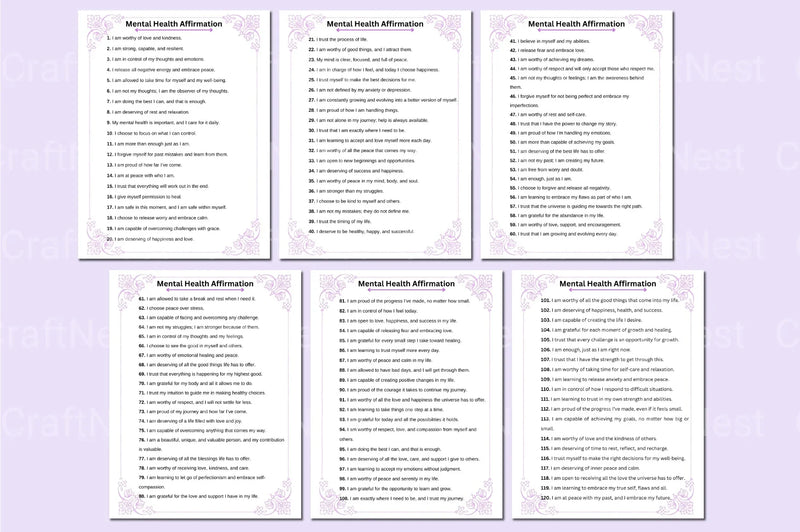 Mental Health Affirmation for Wellbeing - CraftNest - Digital Crafting and Art