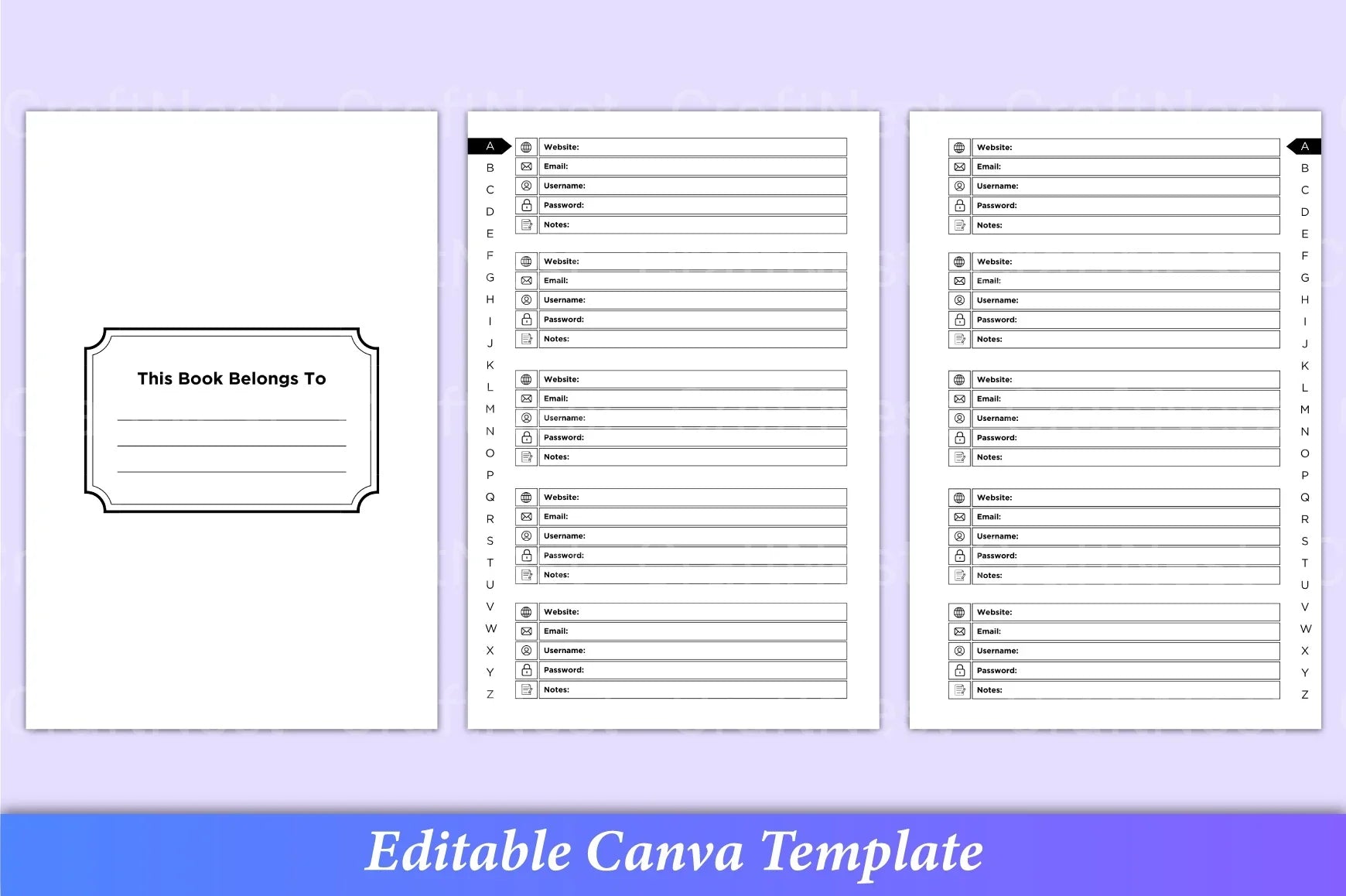 Password Book with Tabs for Easy Organization - CraftNest - Digital Crafting and Art