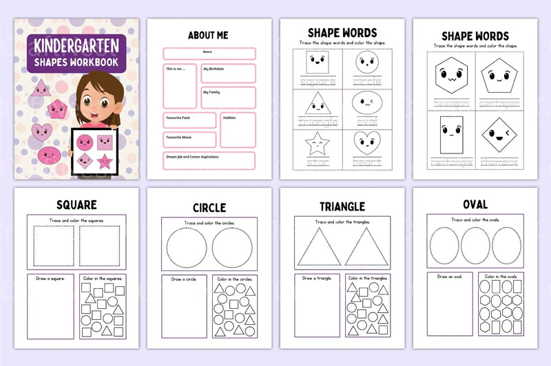 Kindergarten Shapes Workbook for Early Learning - CraftNest - Digital Crafting and Art