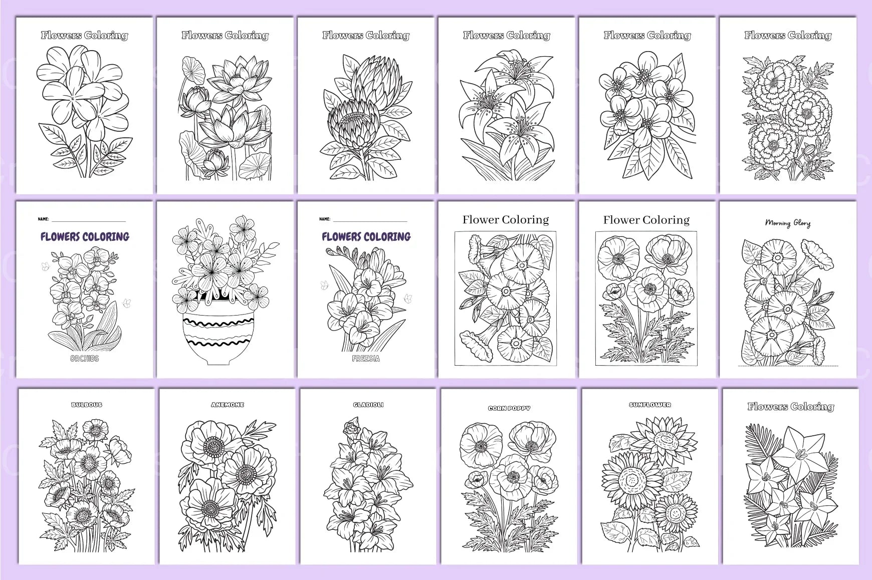 Flower Coloring Book for Relaxation - CraftNest - Digital Crafting and Art