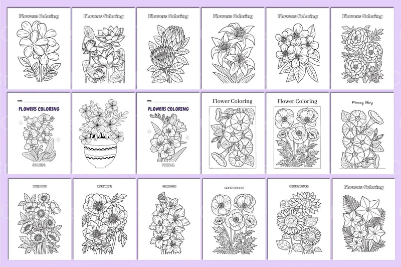 Flower Coloring Book for Relaxation - CraftNest - Digital Crafting and Art