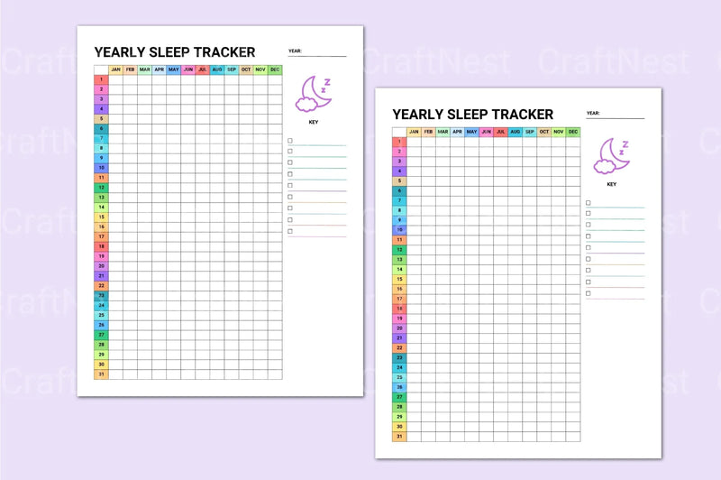 Yearly Sleep Tracker Planner - CraftNest - Digital Crafting and Art