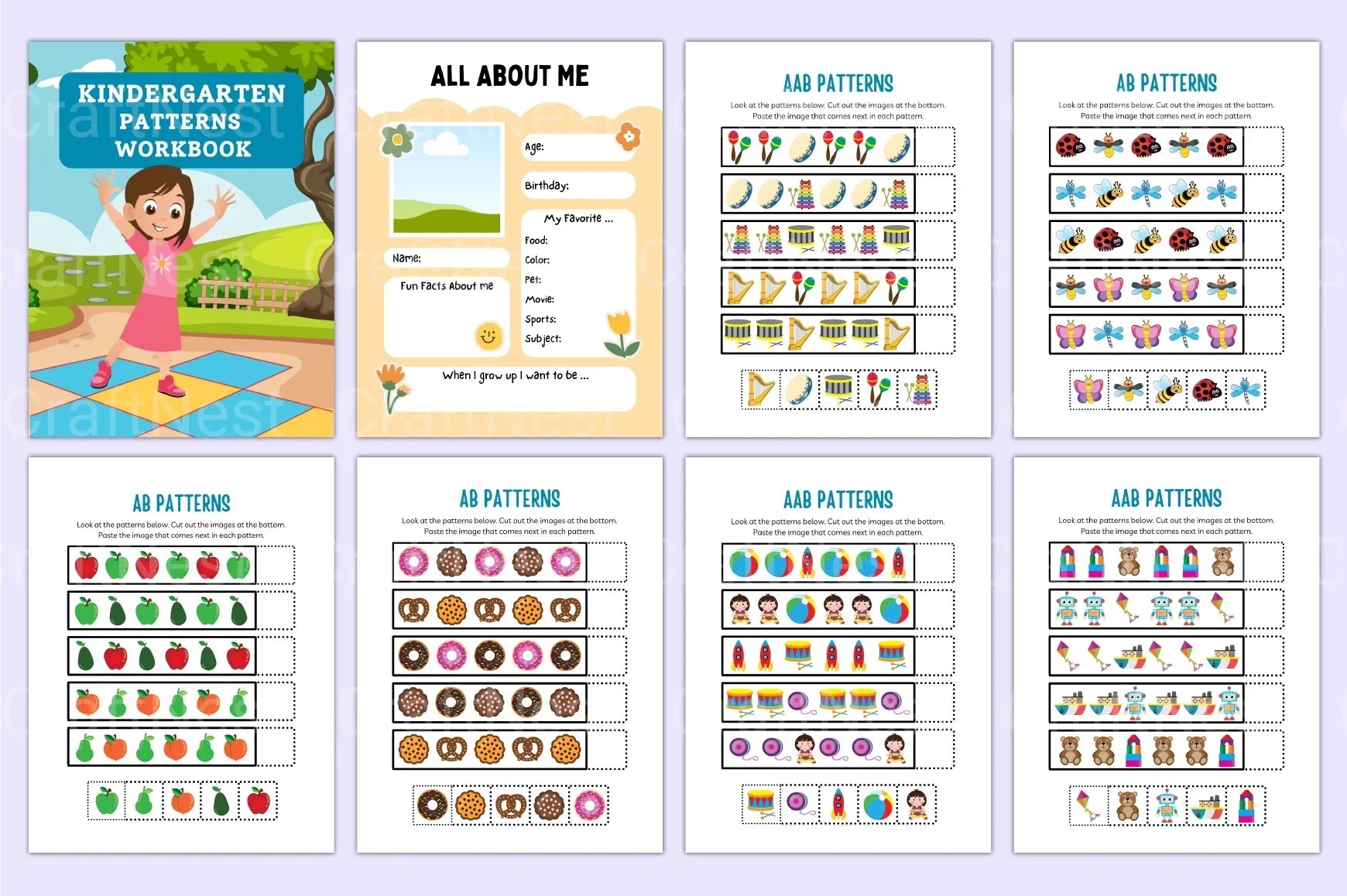 Kindergarten Pattern Workbook for Early Learning - CraftNest - Digital Crafting and Art