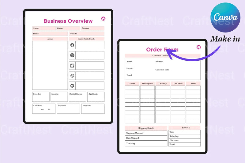 Side Hustle Planner for Entrepreneurs - CraftNest - Digital Crafting and Art