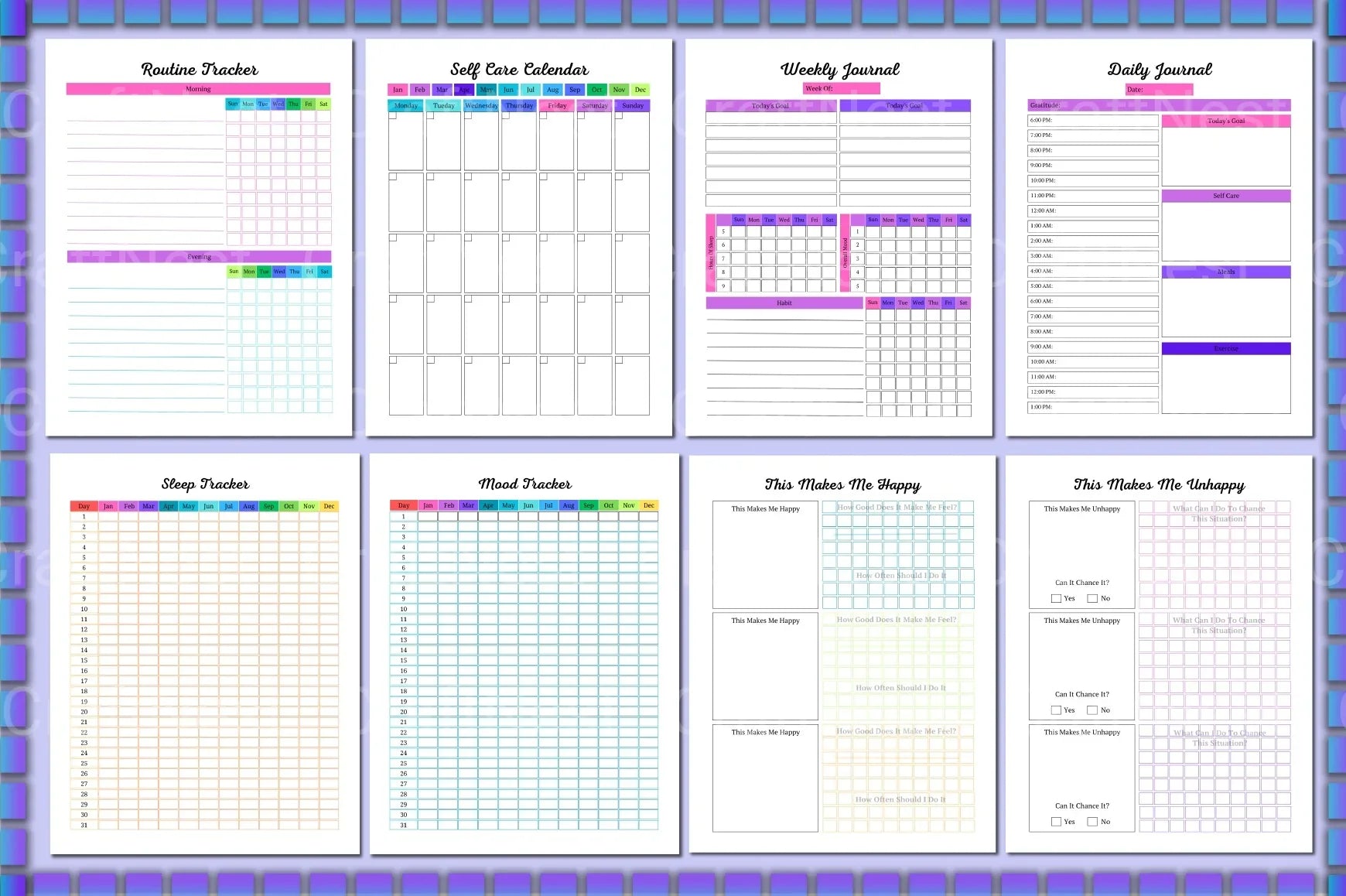 Self Care Planner for Personal Wellbeing - CraftNest - Digital Crafting and Art
