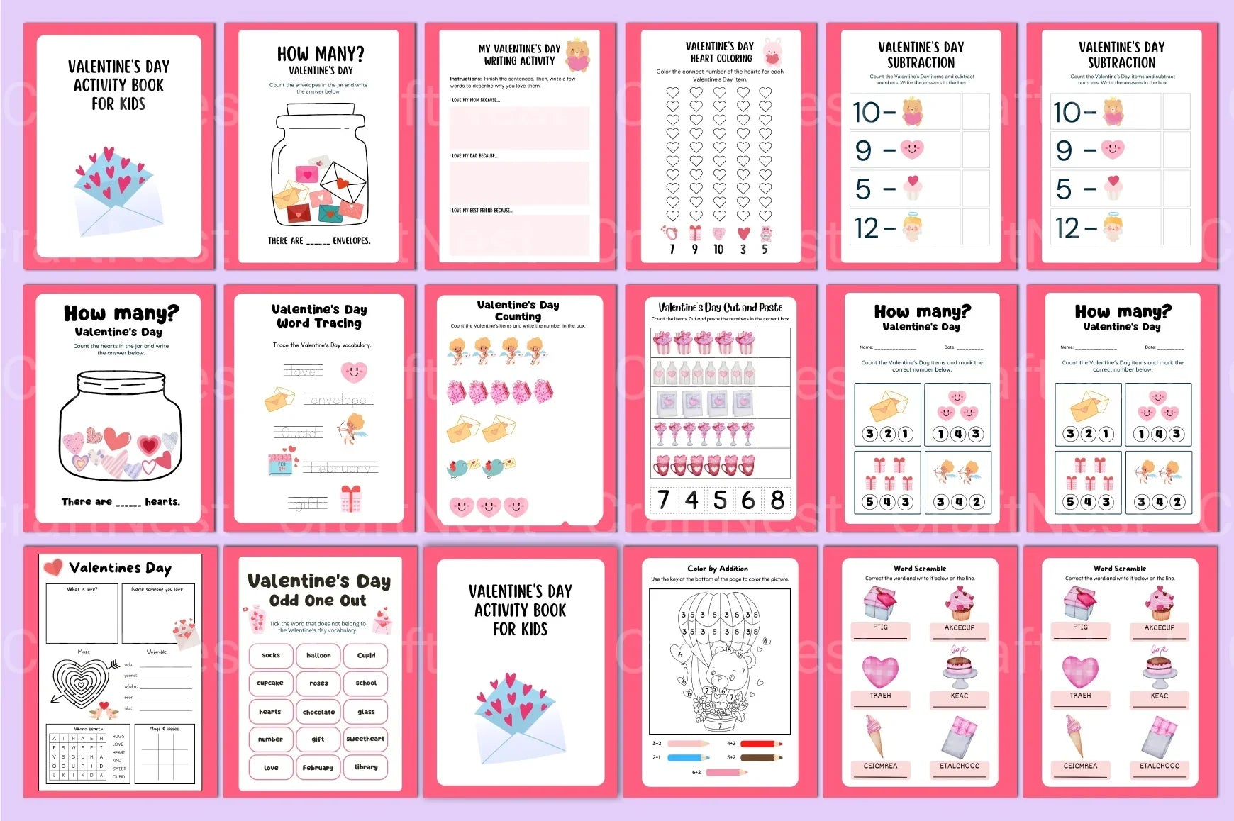 Valentine's Day Activity Book for Kids - CraftNest - Digital Crafting and Art