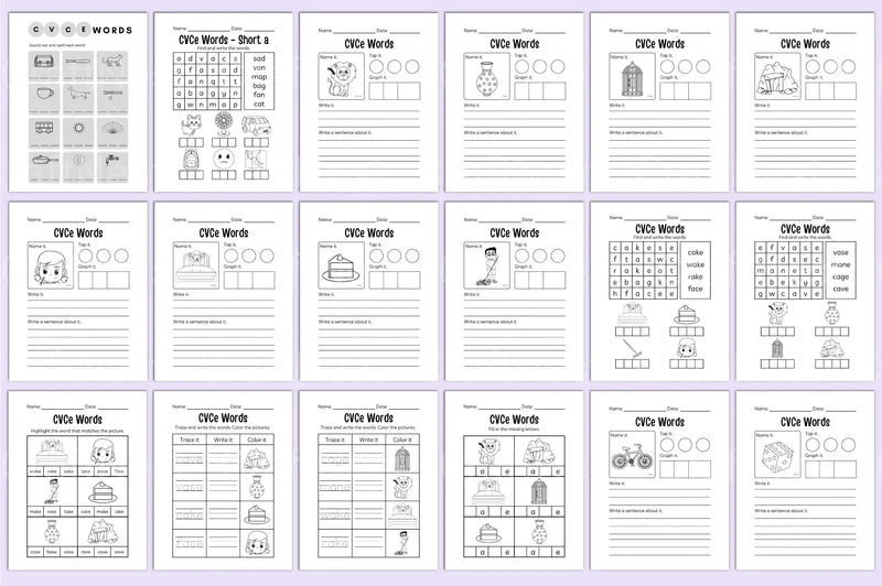 Kindergarten CVCE Workbook for Early Literacy Skills - CraftNest - Digital Crafting and Art