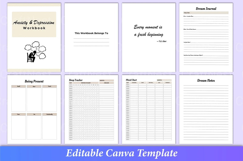 Anxiety and Depression Workbook for Mental Health - CraftNest - Digital Crafting and Art