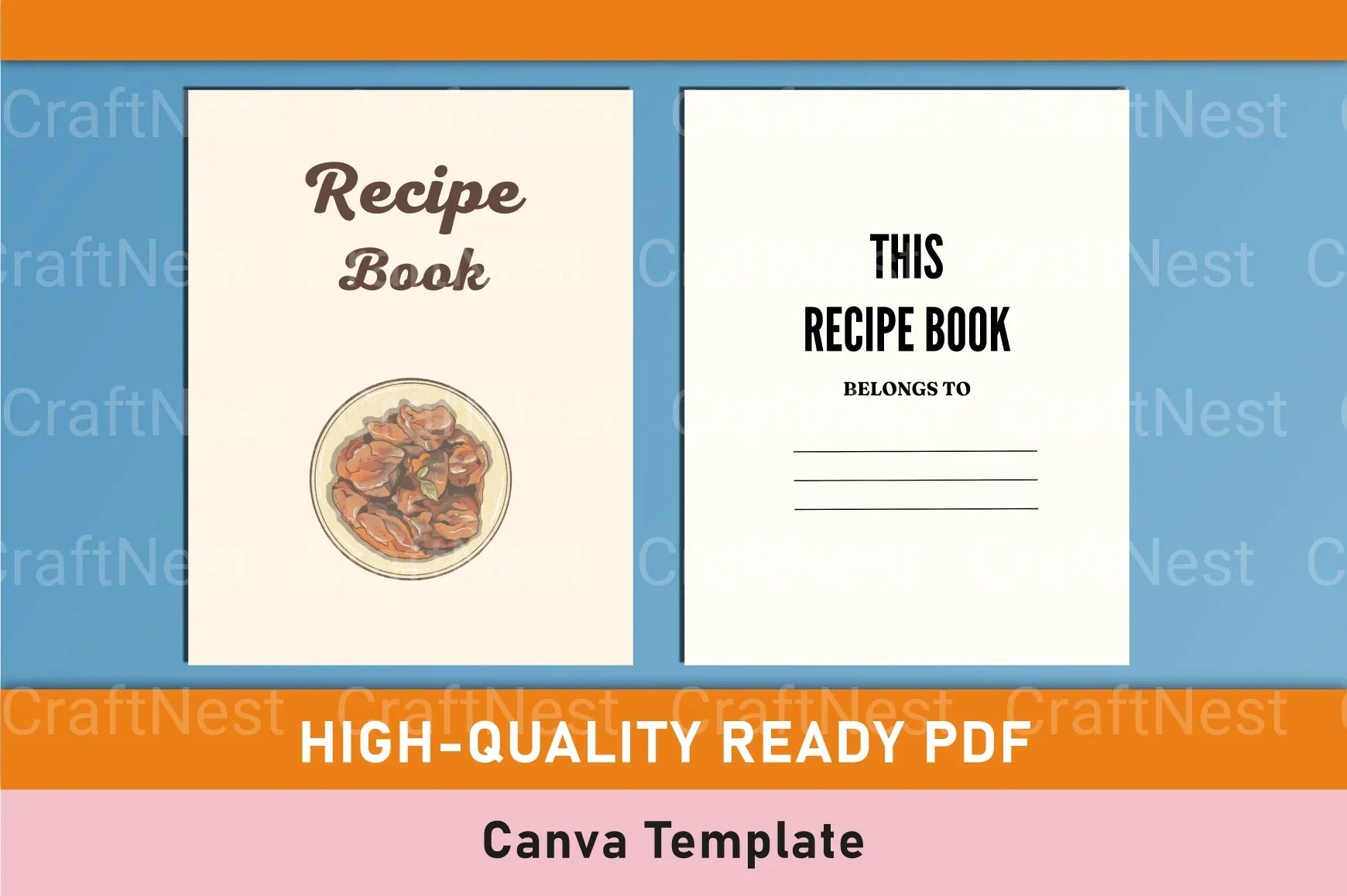 Recipe Book Design Template on Canva - CraftNest - Digital Crafting and Art