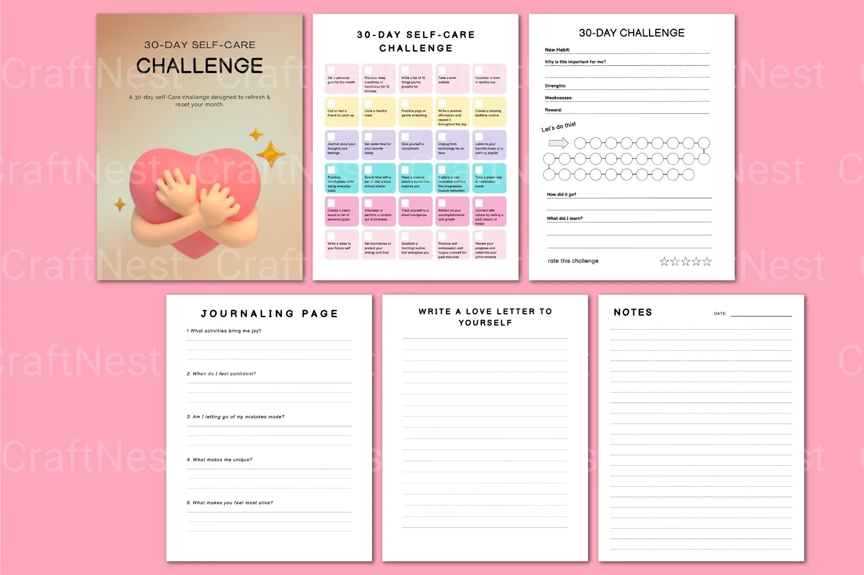 Day Self Care Challenge: Boost Your Wellbeing - CraftNest - Digital Crafting and Art