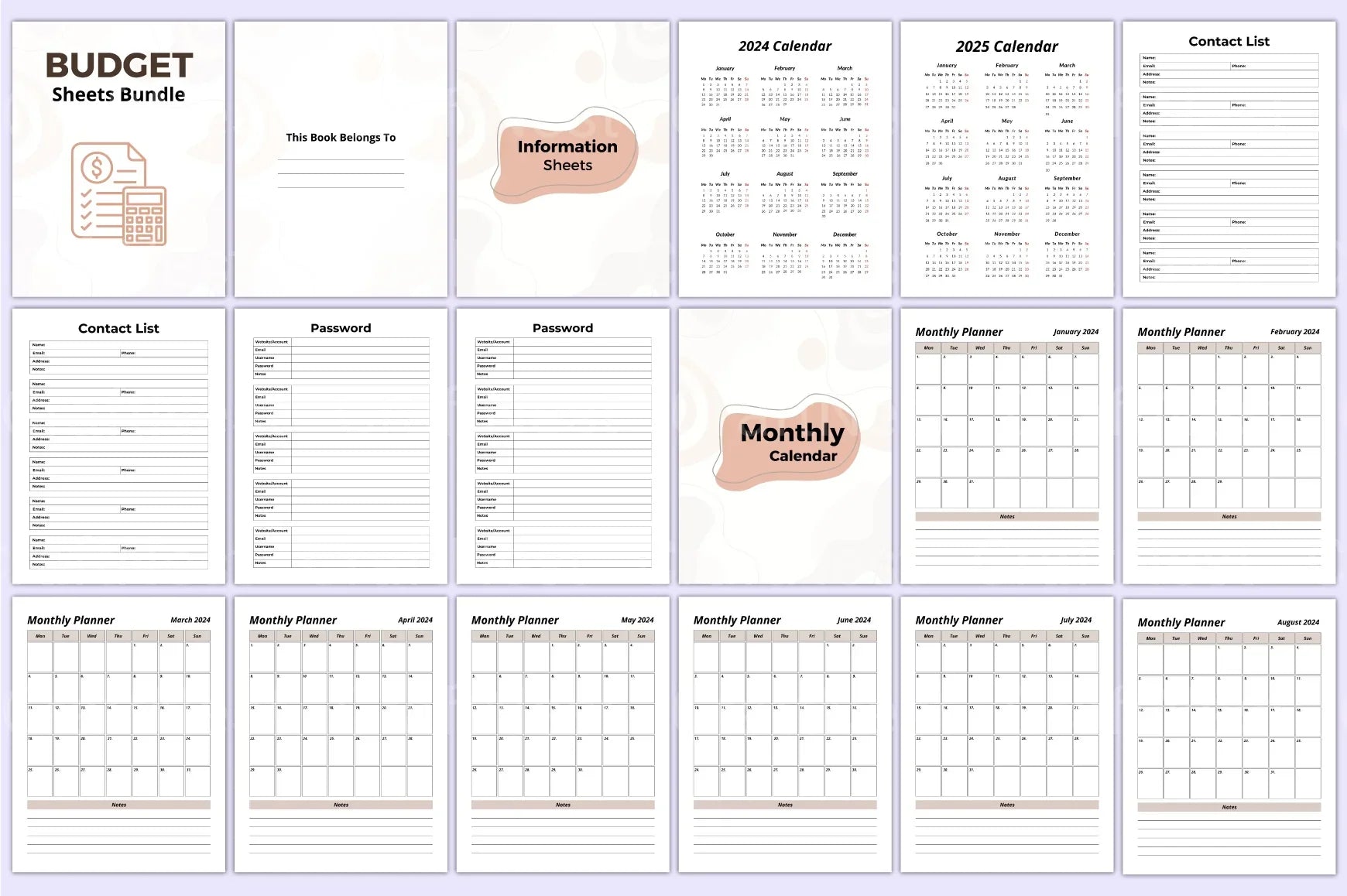 Mega Budget Sheets for Effective Financial Planning - CraftNest - Digital Crafting and Art