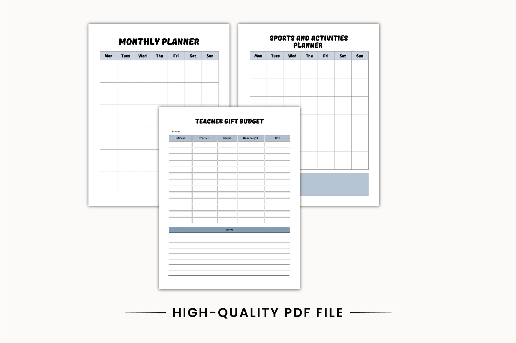 Back to School Academic Planner