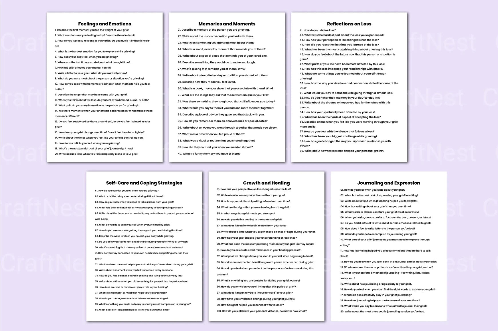 250 Grief Prompts for Healing and Reflection - CraftNest - Digital Crafting and Art