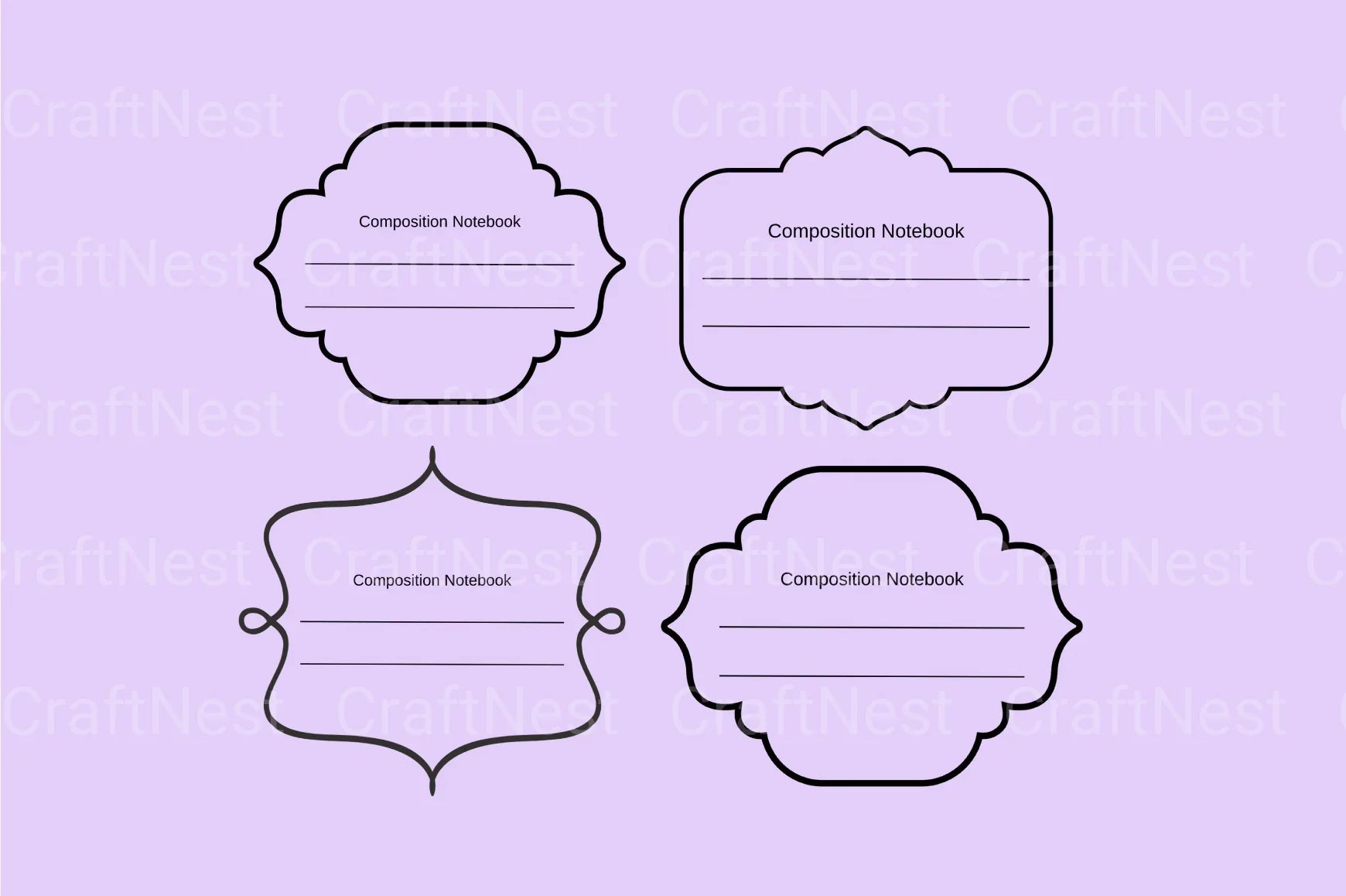 Customizable Composition Notebook Labels - CraftNest - Digital Crafting and Art