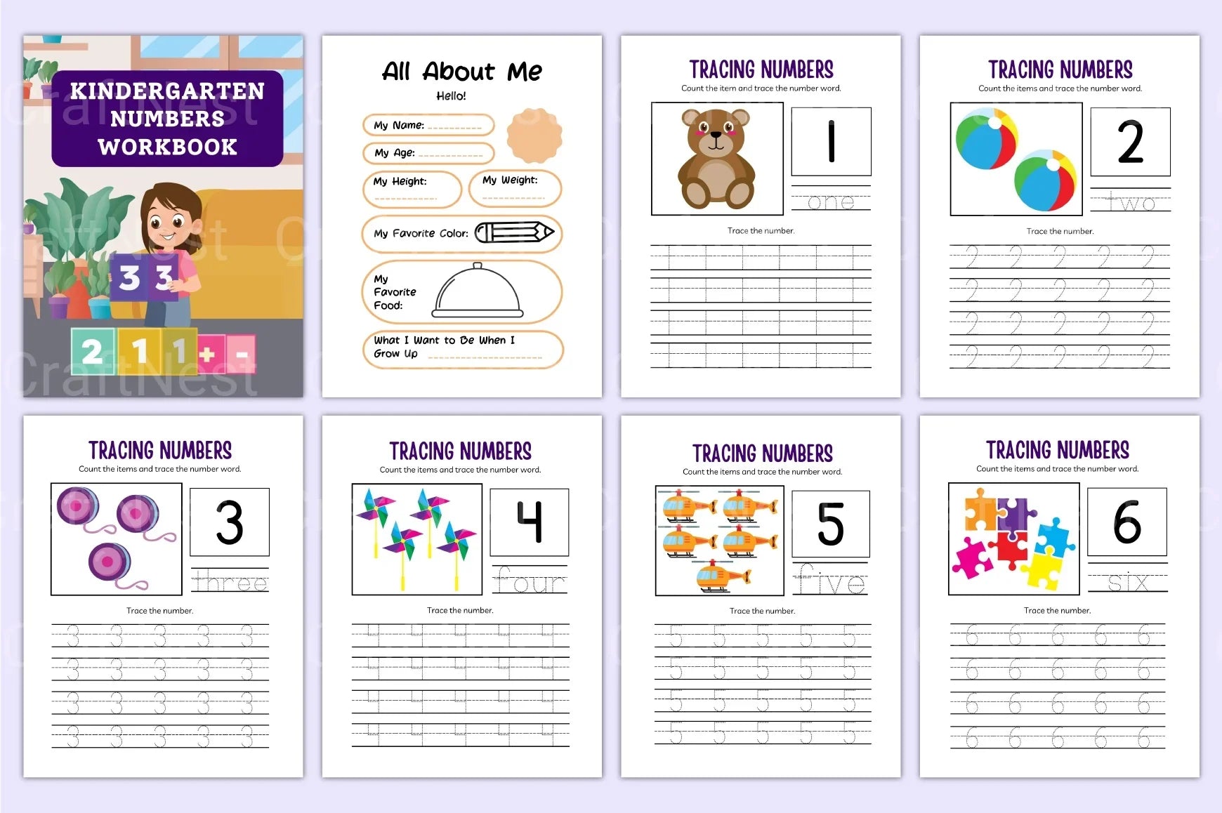 Kindergarten Numbers Workbook for Early Learning - CraftNest - Digital Crafting and Art