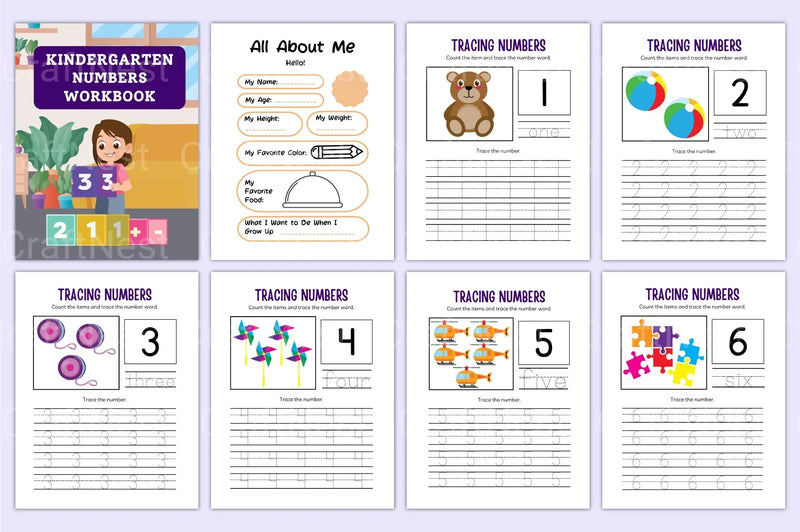 Kindergarten Numbers Workbook for Early Learning - CraftNest - Digital Crafting and Art