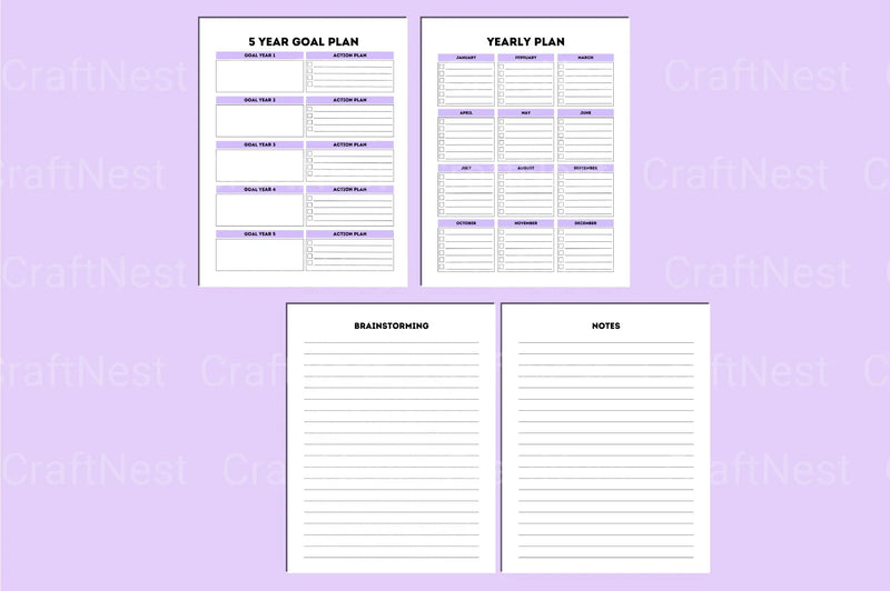 Yearly Goal Planner - CraftNest - Digital Crafting and Art