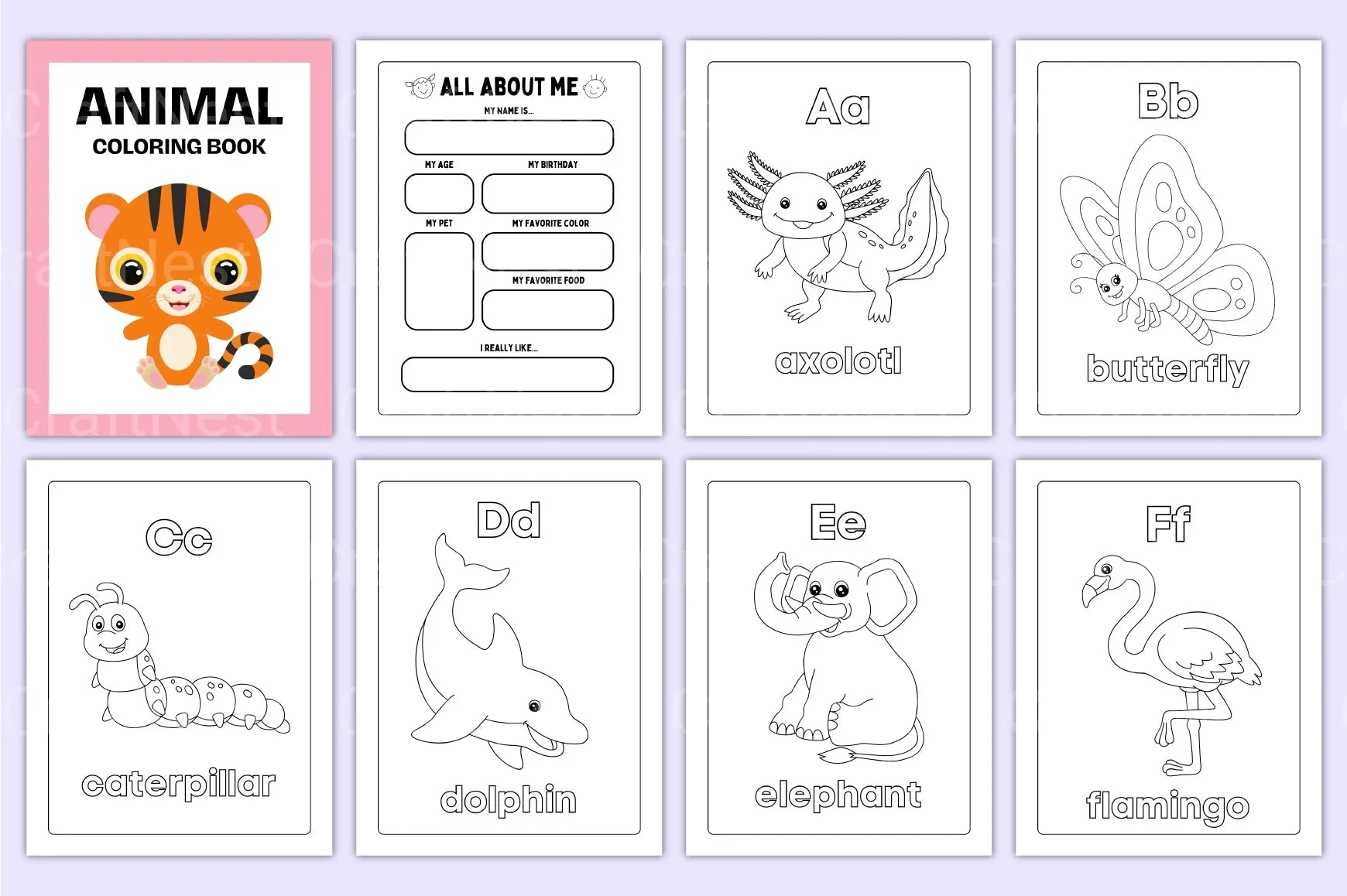 Animal Coloring Activity Book for Kids - CraftNest - Digital Crafting and Art