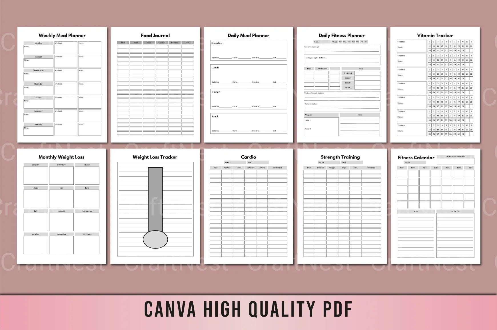 Health & Wellness Planner - CraftNest - Digital Crafting and Art