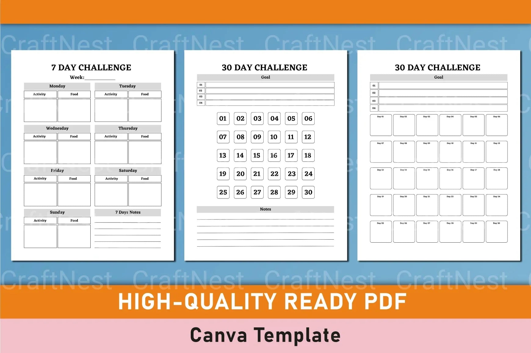 Customizable Fitness Planner Canva Template - CraftNest - Digital Crafting and Art